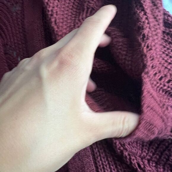Juniors' SO® Oversized Open Front Cardigan Size XS Burgundy - Picture 6 of 11